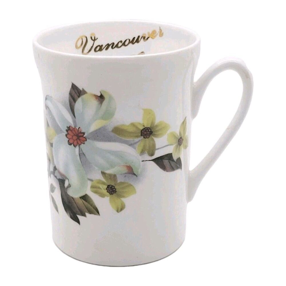 Dogwood DesignCrown Prince Bone China England Souvenir Mug Vancouver B.C. 1970s